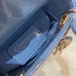 Dior Micro Lady Dior Bag In Blue Patent Calfskin CDBS2598