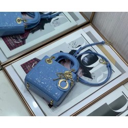 Dior Micro Lady Dior Bag In Blue Patent Calfskin CDBS2598