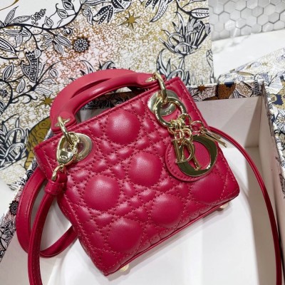 Dior Micro Lady Dior Bag In Red Cannage Lambskin CDBS2601