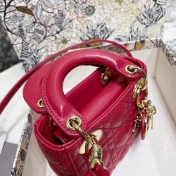 Dior Micro Lady Dior Bag In Red Cannage Lambskin CDBS2601