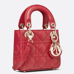 Dior Micro Lady Dior Bag In Red Cannage Lambskin CDBS2601