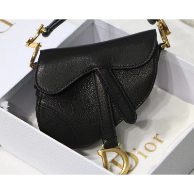 Dior Micro Saddle Bag In Black Goatskin CDBS2602