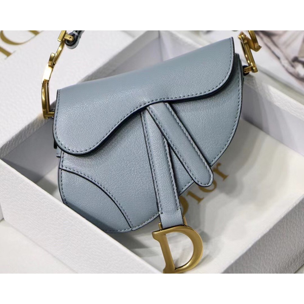 Dior Micro Saddle Bag In Cloud Blue Goatskin CDBS2603