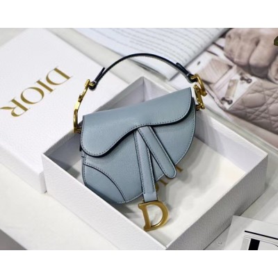 Dior Micro Saddle Bag In Grey Goatskin CDBS2604