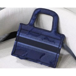 Dior Mini Book Tote Bag In Blue Camouflage Canvas CDBS2607