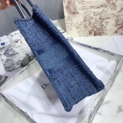 Dior Mini Book Tote Bag In Denim Blue Oblique Canvas CDBS2611