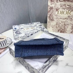 Dior Mini Book Tote Bag In Denim Blue Oblique Canvas CDBS2611