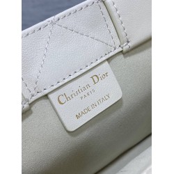 Dior Mini Book Tote Bag With Strap in White Macrocannage Calfskin CDBS2614