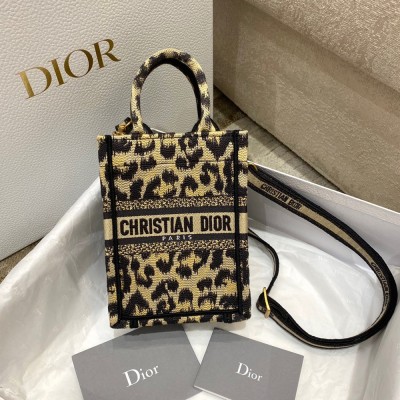 Dior Mini Book Tote Phone Bag In Beige Multicolor Mizza Embroidery CDBS2615