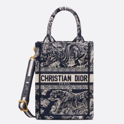 Dior Mini Book Tote Phone Bag In Blue Toile de Jouy Reverse Embroidery CDBS2617