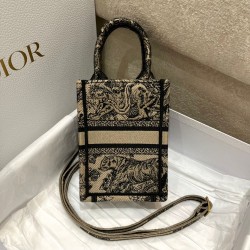 Dior Mini Book Tote Phone Bag In Hazelnut Toile de Jouy Embroidery CDBS2618