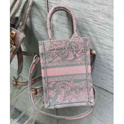 Dior Mini Dioriviera Book Tote Phone Bag In Pink Toile de Jouy Reverse Embroidery CDBS2627