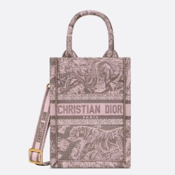 Dior Mini Dioriviera Book Tote Phone Bag In Pink Toile de Jouy Reverse Embroidery CDBS2627