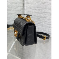 Dior Mini Jolie Top Handle Bag in Black Cannage Calfskin CDBS2631