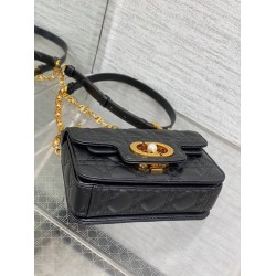 Dior Mini Jolie Top Handle Bag in Black Cannage Calfskin CDBS2631