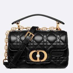 Dior Mini Jolie Top Handle Bag in Black Cannage Calfskin CDBS2631