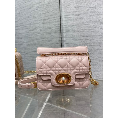 Dior Mini Jolie Top Handle Bag in Pink Cannage Calfskin CDBS2632