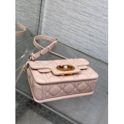 Dior Mini Jolie Top Handle Bag in Pink Cannage Calfskin CDBS2632