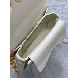 Dior Mini Jolie Top Handle Bag in White Cannage Calfskin CDBS2633