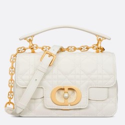 Dior Mini Jolie Top Handle Bag in White Cannage Calfskin CDBS2633