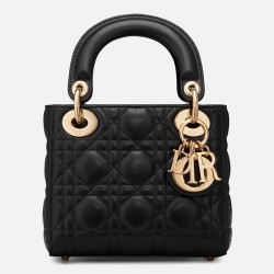 Dior Mini Lady Dior Bag In Black Lambskin CDBS2636