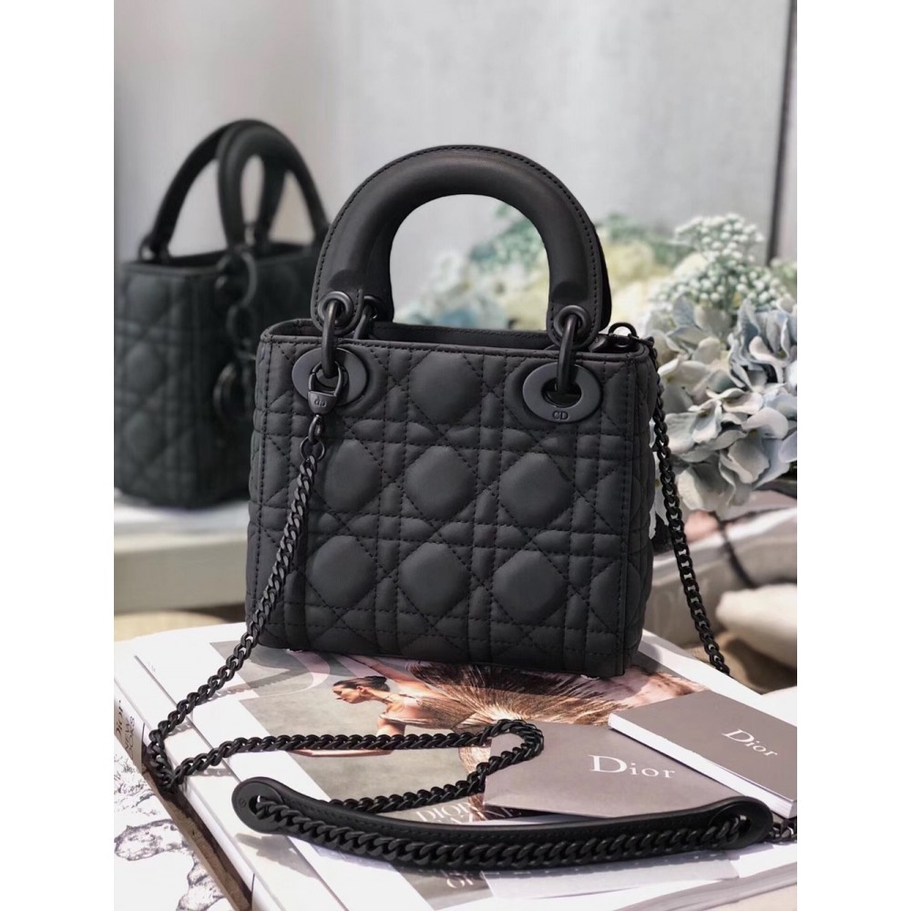 Dior Mini Lady Dior Bag In Black Ultra Matte Calfskin CDBS2638