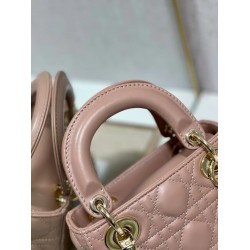 Dior Mini Lady Dior Bag In Blush Cannage Lambskin CDBS2639