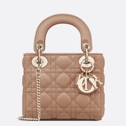 Dior Mini Lady Dior Bag In Blush Cannage Lambskin CDBS2639