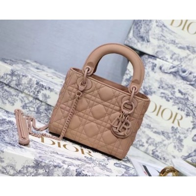 Dior Mini Lady Dior Bag In Blush Ultramatte Calfskin CDBS2640