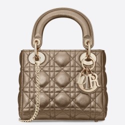 Dior Mini Lady Dior Bag In Gold Metallic Calfskin CDBS2643