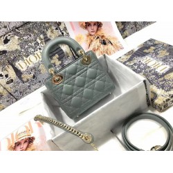 Dior Mini Lady Dior Bag In Grey Cannage Lambskin CDBS2644