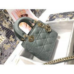 Dior Mini Lady Dior Bag In Grey Cannage Lambskin CDBS2644