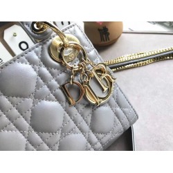 Dior Mini Lady Dior Bag In Grey Pearly Lambskin CDBS2646