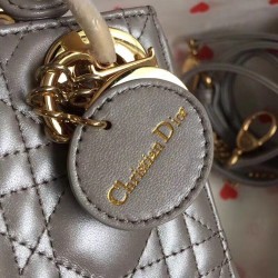 Dior Mini Lady Dior Bag In Grey Pearly Lambskin CDBS2646