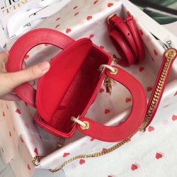 Dior Mini Lady Dior Bag In Red Lambskin CDBS2650