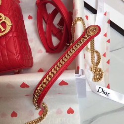 Dior Mini Lady Dior Bag In Red Lambskin CDBS2650