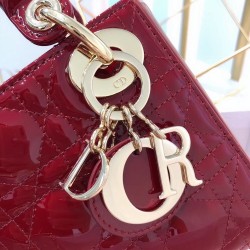 Dior Mini Lady Dior Bag In Red Patent Calfskin CDBS2651