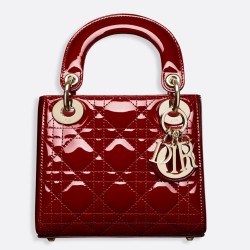 Dior Mini Lady Dior Bag In Red Patent Calfskin CDBS2651