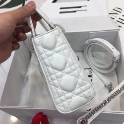 Dior Mini Lady Dior Bag In White Lambskin CDBS2654