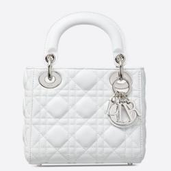 Dior Mini Lady Dior Bag In White Lambskin CDBS2654