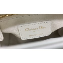 Dior Mini Lady Dior Bag In White Lambskin With Star Embroidery CDBS2655