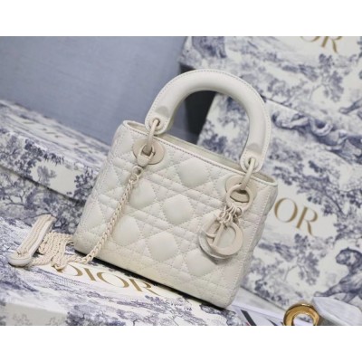 Dior Mini Lady Dior Bag In White Ultramatte Calfskin CDBS2656