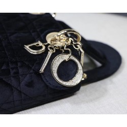 Dior Mini Lady Dior Chain Bag In Black Velvet CDBS2658