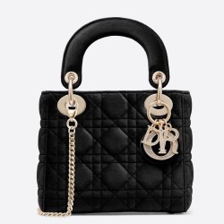 Dior Mini Lady Dior Chain Bag In Black Velvet CDBS2658