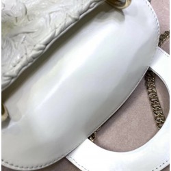 Dior Mini Lady Dior Chain Bag In White Wavy Crinkled Lambskin CDBS2660