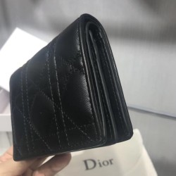 Dior Mini Lady Dior Wallet In Black Lambskin CDBS2661