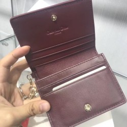 Dior Mini Lady Dior Wallet In Bordeaux Lambskin CDBS2663