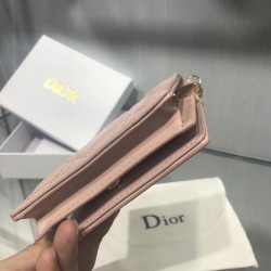 Dior Mini Lady Dior Wallet In Pink Lambskin CDBS2667