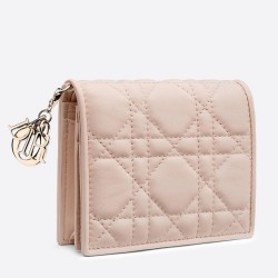 Dior Mini Lady Dior Wallet In Pink Lambskin CDBS2667