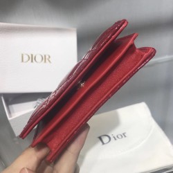 Dior Mini Lady Dior Wallet In Red Patent Leather CDBS2668